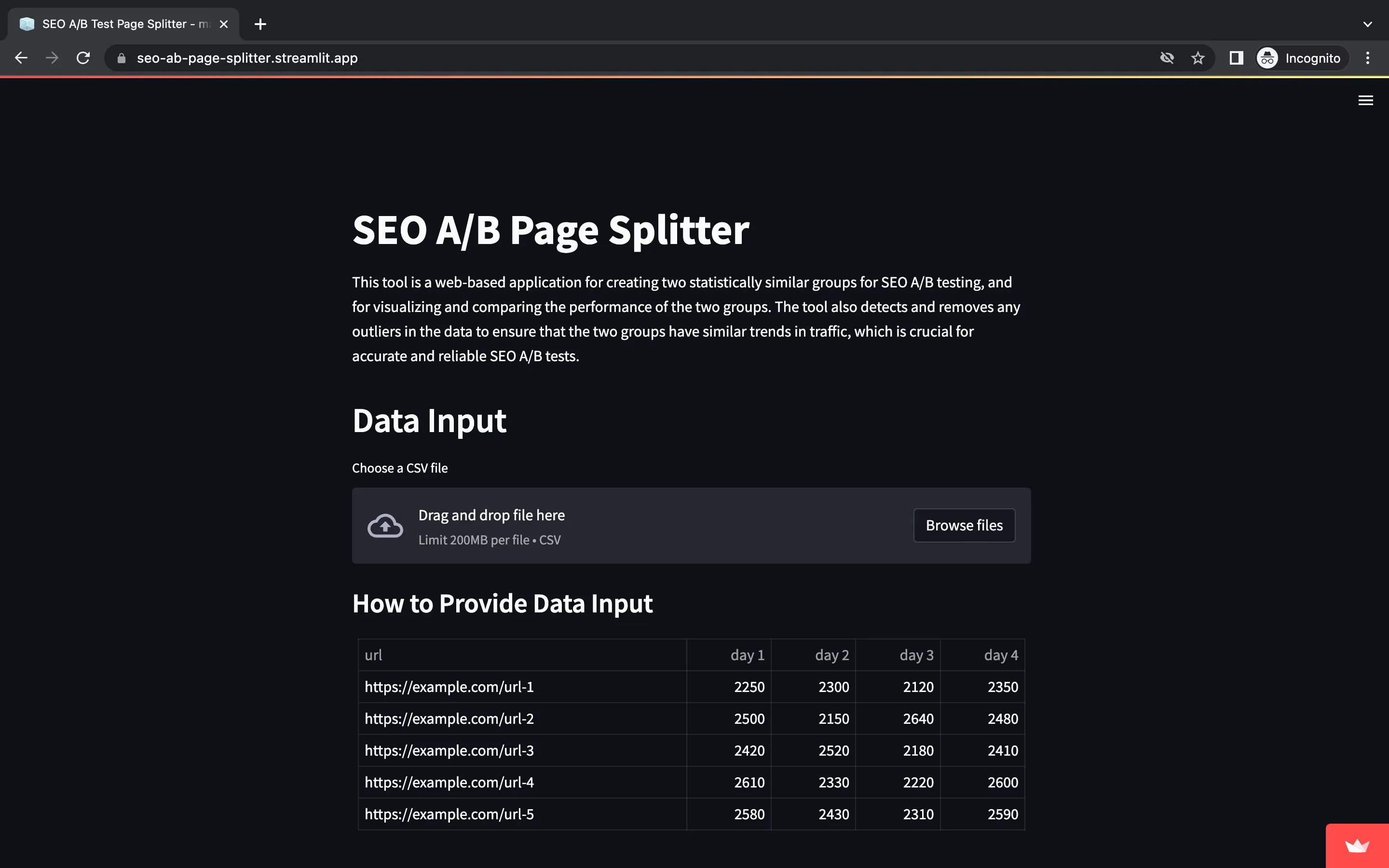 SEO A/B Page Splitter